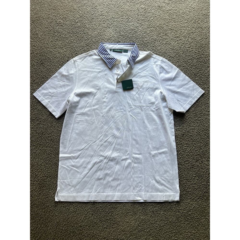 Bobby Jones Hyannis Dorado Beach Polo White Merc. Cotton L NWT Striped Callar